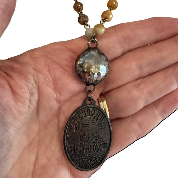 Vintage AB Pendant and Religious Medal Necklace - Picture 2 of 9